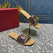 Fortok Valentino Garavani VLogo Signature Woven Slide Sandals Multicolor - 6