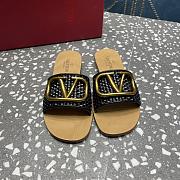 Fortok Valentino Garavani VLogo Signature Woven Slide Sandals Black - 1