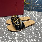 Fortok Valentino Garavani VLogo Signature Woven Slide Sandals Black - 5