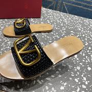 Fortok Valentino Garavani VLogo Signature Woven Slide Sandals Black - 4
