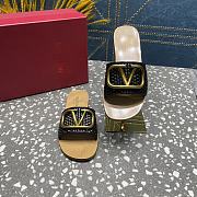 Fortok Valentino Garavani VLogo Signature Woven Slide Sandals Black - 2