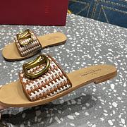 Fortok Valentino Garavani VLogo Signature Woven Slide Sandals Brown - 6