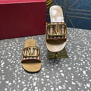 Fortok Valentino Garavani VLogo Signature Woven Slide Sandals Brown - 5