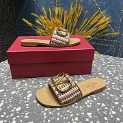 Fortok Valentino Garavani VLogo Signature Woven Slide Sandals Brown - 3