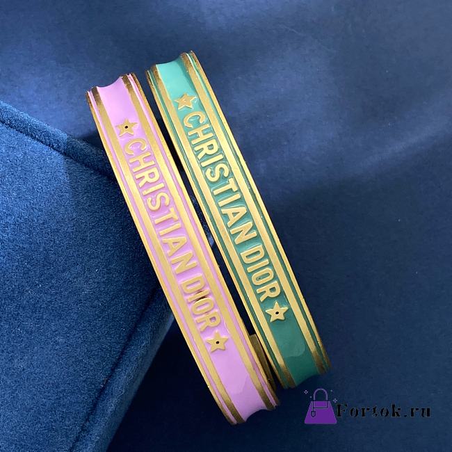 Fortok Dior Code Bangle Gold-Finish Metal in Purpla and Green Lacquer - 1