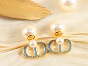 Fortok Dior Pearl CD Stud Earrings Black/Pink/Green/Blue - 3