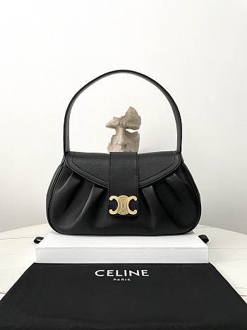 Fortok Celine Medium Polly Bag In Supple Calfskin Black 33x19x9cm