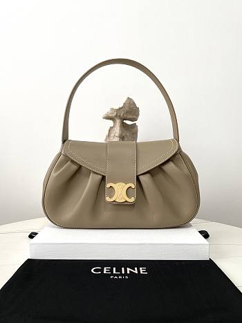 Fortok Celine Medium Polly Bag In Supple Calfskin Brown Sepia 33x19x9cm