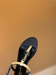 Fortok Saint Laurent Cassandra Flat Sandals In Gold Metallic Leather With Gold-tone Monogram - 5