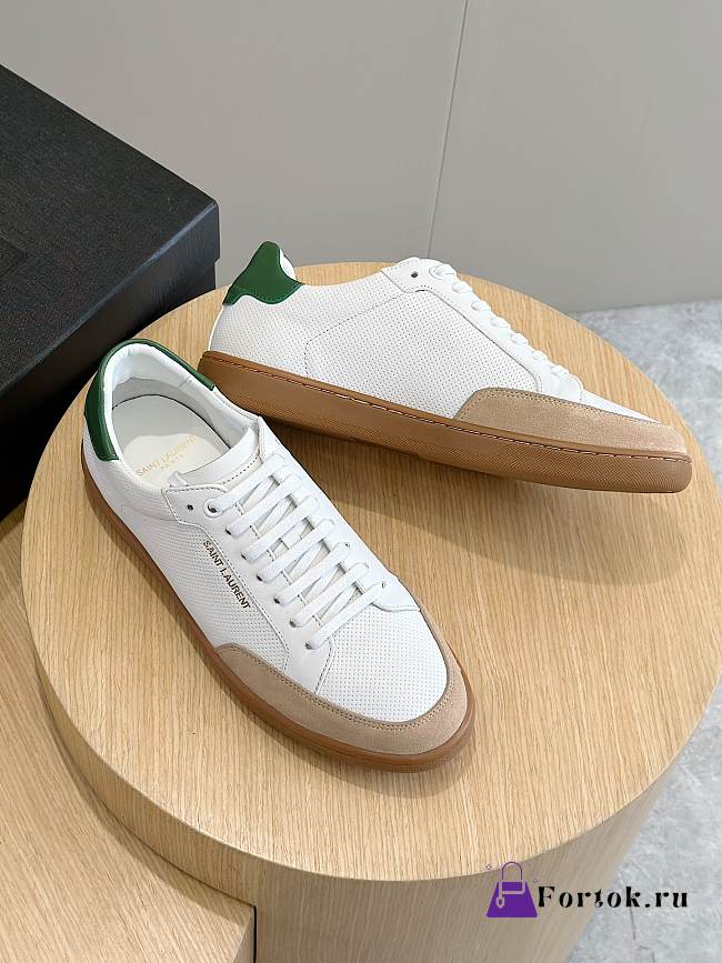 Fortok Saint Laurent Low Top Sneaker Optic White & Green - 1