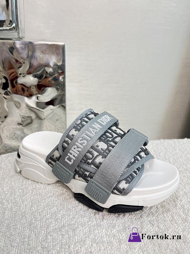 Fortok Dior D-Wander Sandals Grey Dior Oblique Technical Fabric - 1