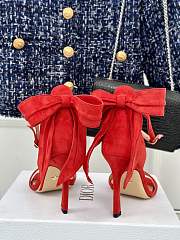 Fortok Dior Heeled Sandal Red Suede Calfskin - 4