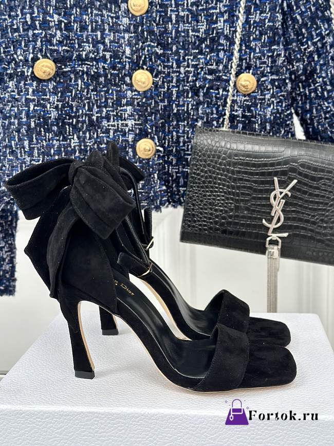 Fortok Dior Heeled Sandal Black Suede Calfskin - 1