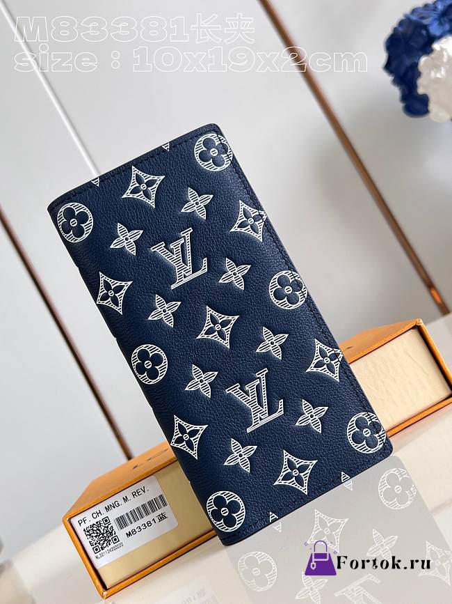 Fortok Louis Vuitton Zippy Vertical Wallet Dark Blue Monogram Shadow Calfskin Leather M83381 10x19x2cm - 1