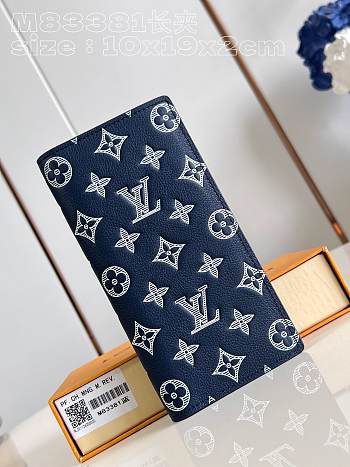 Fortok Louis Vuitton Zippy Vertical Wallet Dark Blue Monogram Shadow Calfskin Leather M83381 10x19x2cm