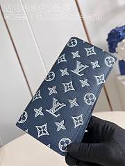 Fortok Louis Vuitton Zippy Vertical Wallet Dark Blue Monogram Shadow Calfskin Leather M83381 10x19x2cm - 3