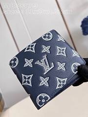 Fortok Louis Vuitton Multiple Wallet Dark Blue Monogram Shadow Calfskin Leather M83379 11x9x1.5cm - 2