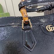 Fortok Gucci Diana Medium Patent Leather Tote Bag Black 35x30x14cm - 3