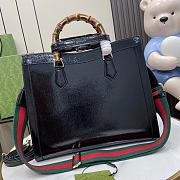 Fortok Gucci Diana Medium Patent Leather Tote Bag Black 35x30x14cm - 2