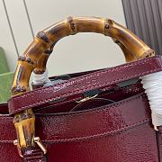 Fortok Gucci Diana Medium Patent Leather Tote Bag Burgundy 35x30x14cm - 6