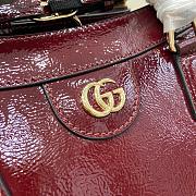 Fortok Gucci Diana Medium Patent Leather Tote Bag Burgundy 35x30x14cm - 5