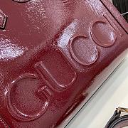 Fortok Gucci Diana Medium Patent Leather Tote Bag Burgundy 35x30x14cm - 3