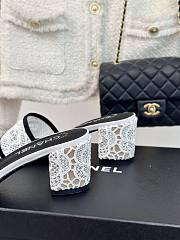 Fortok Chanel White Mesh Lace Slippers - 2