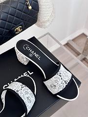 Fortok Chanel White Mesh Lace Slippers - 6