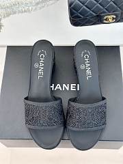 Fortok Chanel Black Mesh Lace Slippers - 1