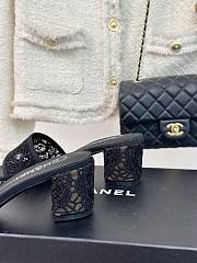 Fortok Chanel Black Mesh Lace Slippers - 6