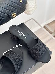 Fortok Chanel Black Mesh Lace Slippers - 5