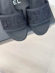 Fortok Chanel Black Mesh Lace Slippers - 4