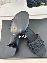Fortok Chanel Black Mesh Lace Slippers - 2