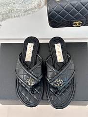 Fortok Chanel Double C Flip Flops in Black - 1