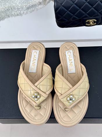 Fortok Chanel Double C Flip Flops in Beige