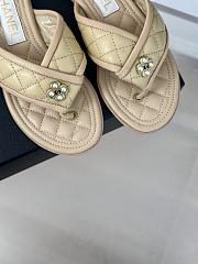 Fortok Chanel Double C Flip Flops in Beige - 5