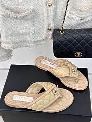 Fortok Chanel Double C Flip Flops in Beige - 3