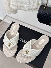 Fortok Chanel Double C Flip Flops in White - 3