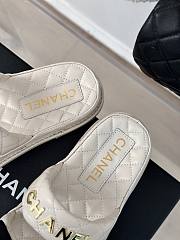 Fortok Chanel Bow Double C Platform Slippers in White - 4