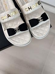 Fortok Chanel Bow Double C Platform Slippers in White - 5