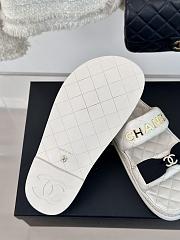 Fortok Chanel Bow Double C Platform Slippers in White - 3