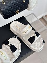 Fortok Chanel Bow Double C Platform Slippers in White - 2