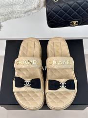 Fortok Chanel Bow double C Platform Slippers in Beige - 1