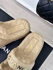 Fortok Chanel Bow double C Platform Slippers in Beige - 3