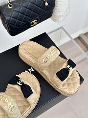 Fortok Chanel Bow double C Platform Slippers in Beige - 2
