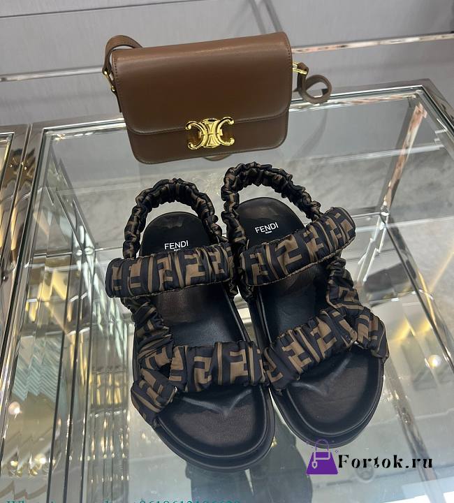 Fortok Fendi Feel Brown Satin Sandals - 1