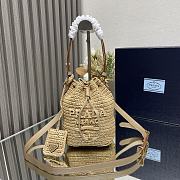 Fortok Prada Crochet And Leather Mini Bucket Bag 1BE068 20x17x12cm - 1