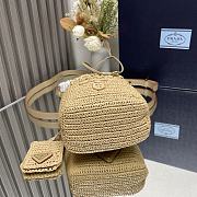 Fortok Prada Crochet And Leather Mini Bucket Bag 1BE068 20x17x12cm - 4