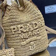 Fortok Prada Crochet And Leather Mini Bucket Bag 1BE068 20x17x12cm - 2