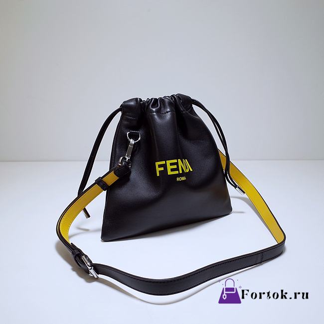 Fortok Fendi Pack Small Pouch Black Nappa Leather Bag 24x2x24cm - 1